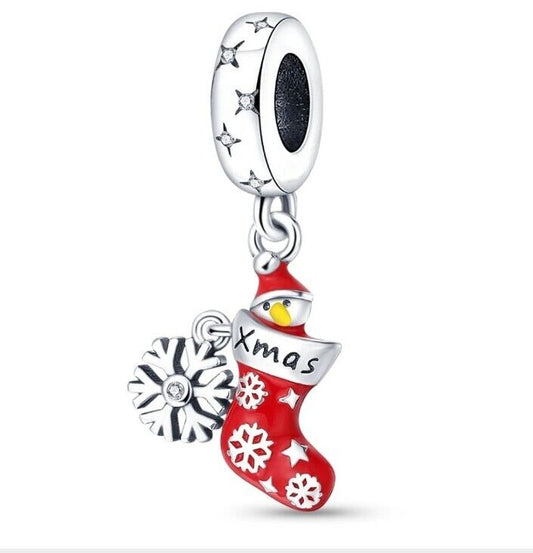 Christmas Stocking with Snow Flake Charm