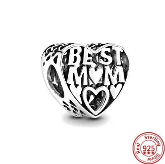 Heart Best Mum Mother Heart Charm