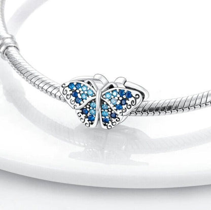 Sparkling Blue Zircon Butterfly Charm