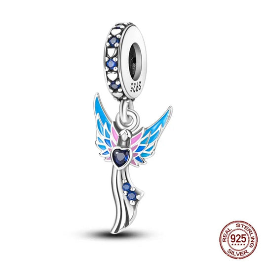 Angel with Heart and Wings Dangle Charm