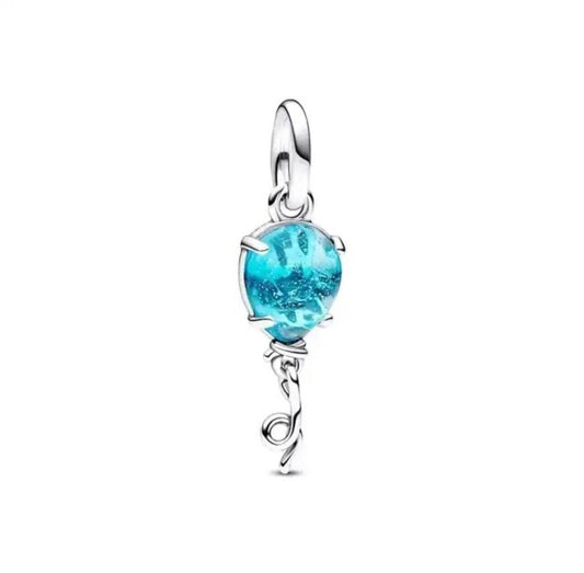 Blue Balloon Murano Glass Dangle Charm