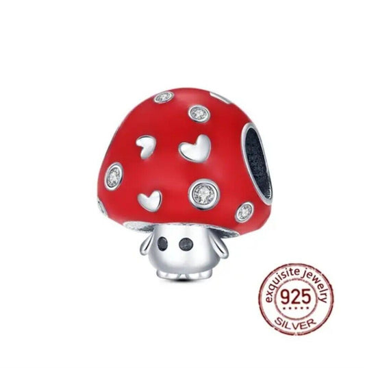 Red Mushroom With Hearts Charm