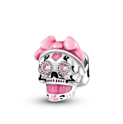 Pink Skull With Zirconia Eyes Bead Charm