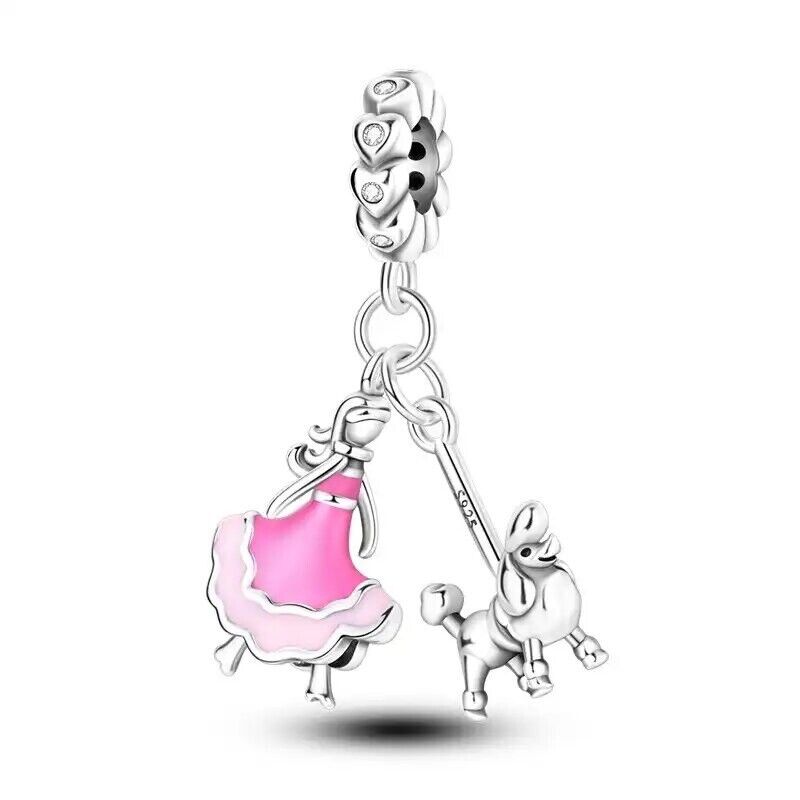 Girl With Dog on Lash Charm