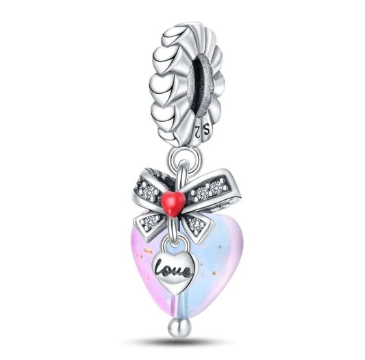 Love Heart Zirconia Bow Dangle