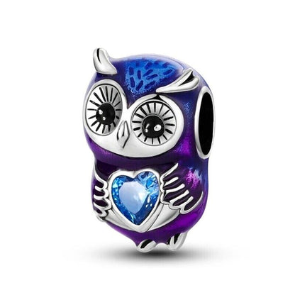 Wise Owl Sweet whit Heart Charm