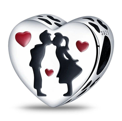 Kissing Couple Love Heart Gift Charm