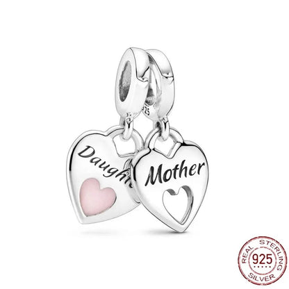 Mum and Daughter Heart Charm