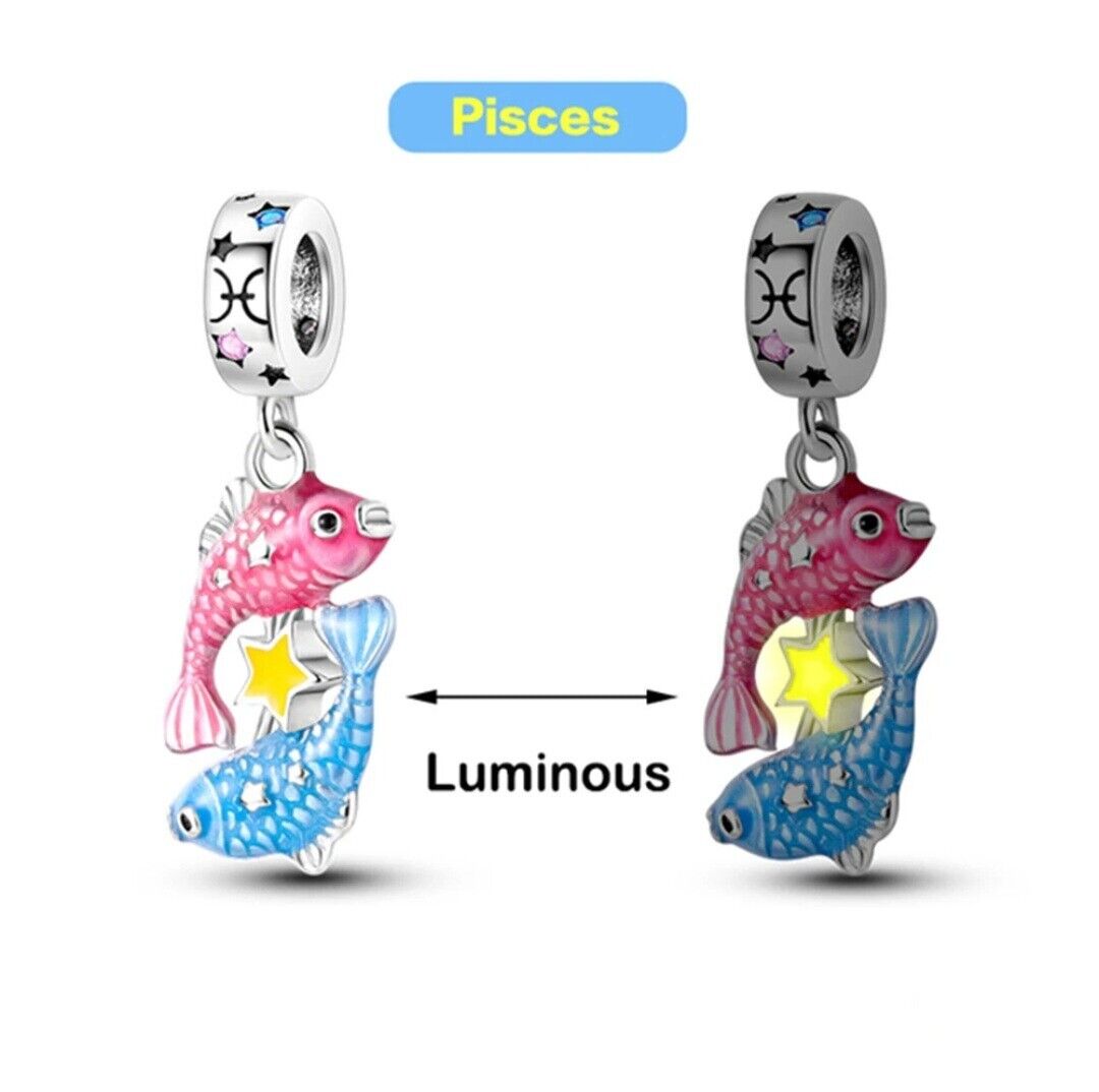 Luminous Zodiac Sign Pisces Dangle Charm