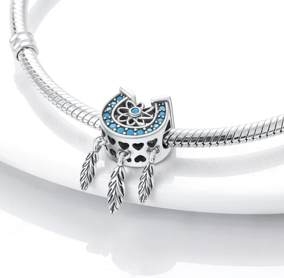 Turquoise Horseshoe Dreamcatcher Dangle Charm