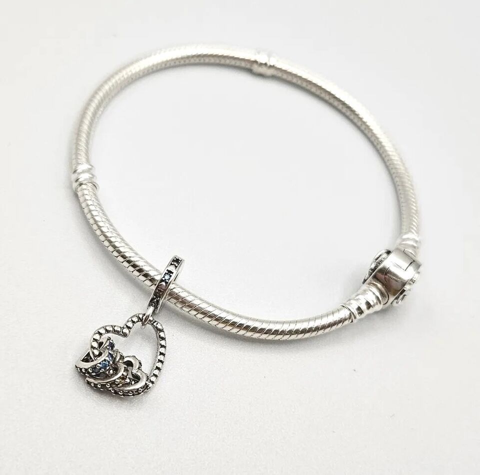 Love Hearts With Zircon Silver Charm