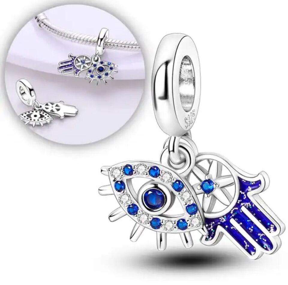 Hamsa Hand & Evil Eye Dangle Charm