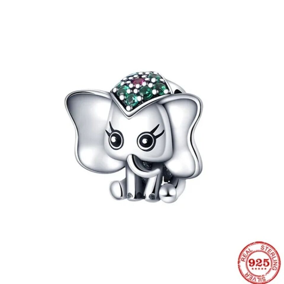 Lucky Elephant With Green Zirconia Charm