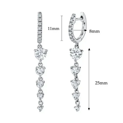 Hoop Long Zirconia Drop Earrings Dangle