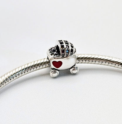 Multicoloured Zircon Baby Pram Charm
