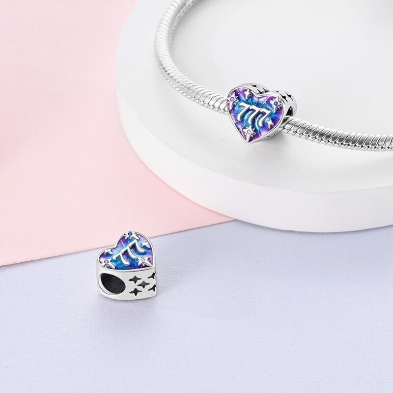 Lucky Number 777 Heart Charm
