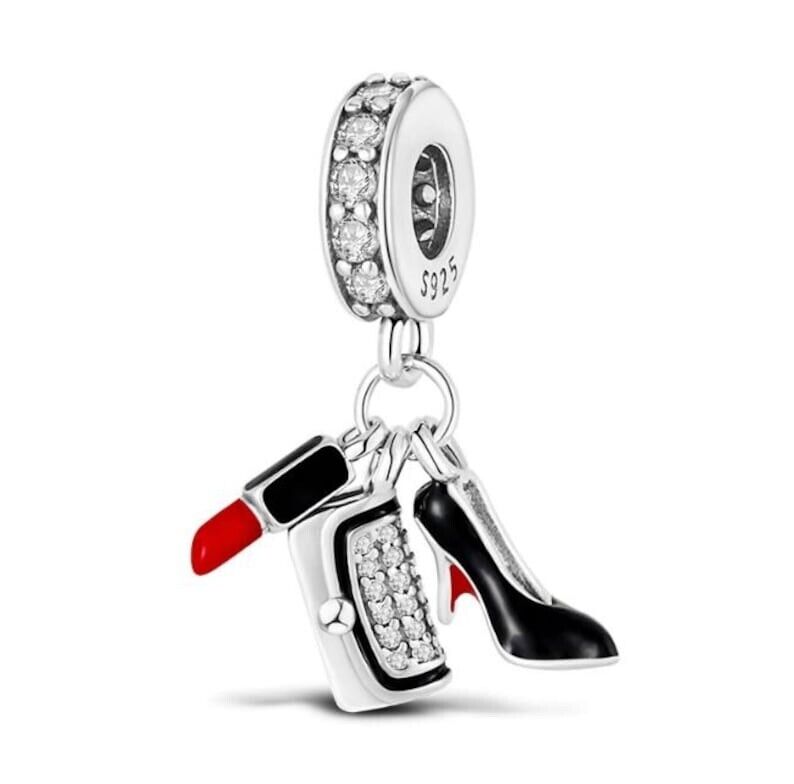 Lipstick Bag Heels Shoe Dangle Charm