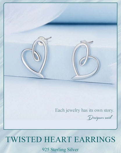 Twisted Heart Stud Earrings