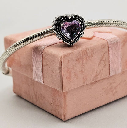 Purple Pink Love Heart Charm