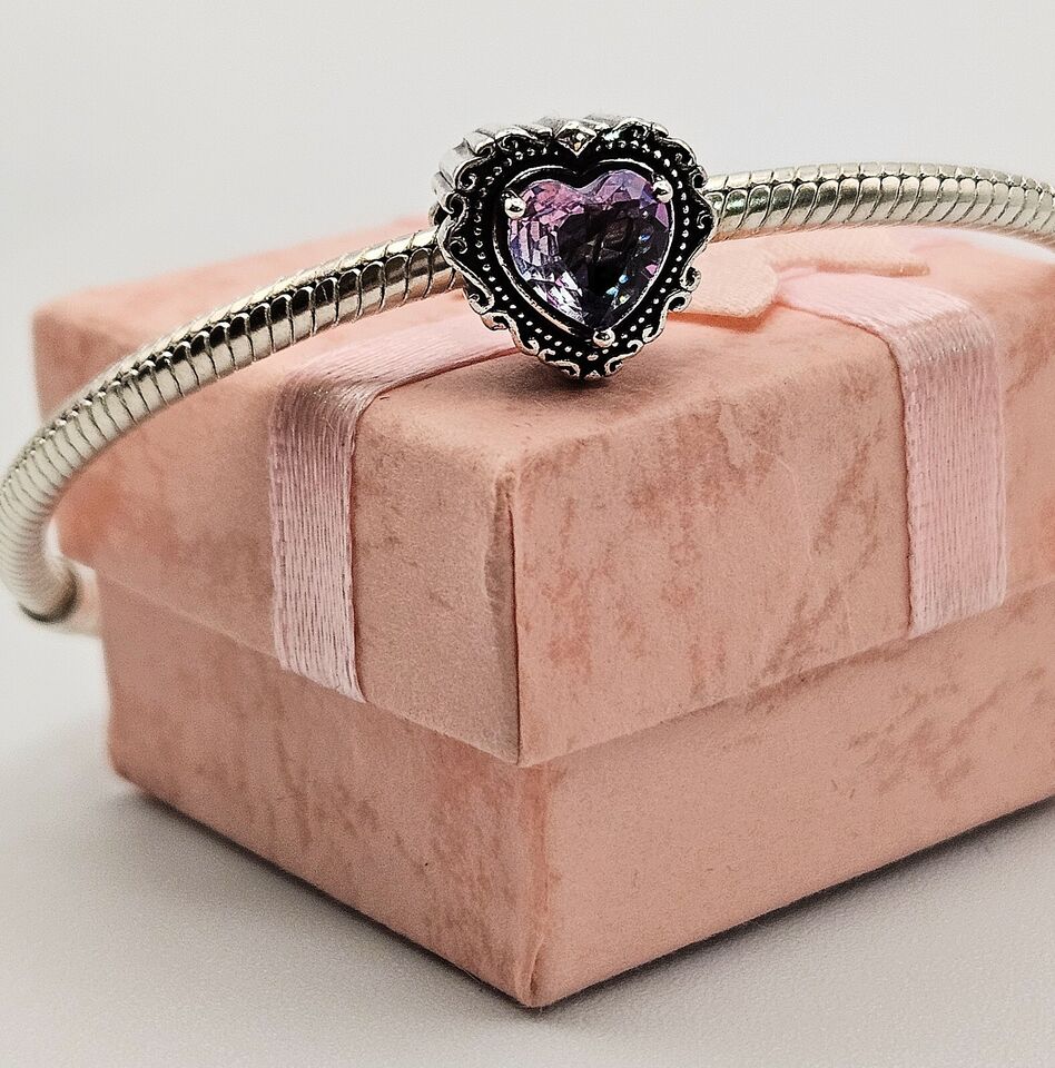 Purple Pink Love Heart Charm