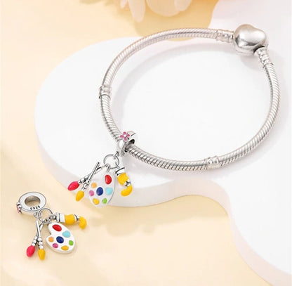 Artist Paint Palette & Brushes Dangle Charm
