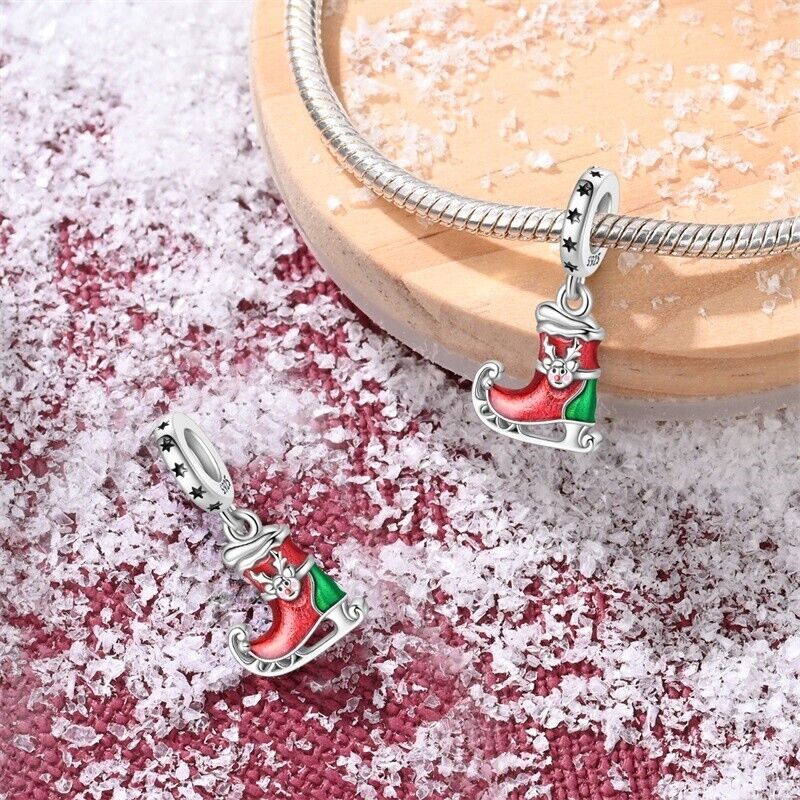Ice Skate With Elf Dangle Charm