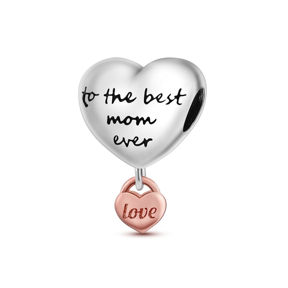 Love Mum Heart With Zirconia Charm