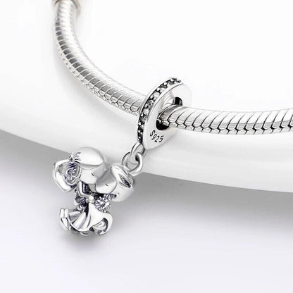 Boy Girl Newly-Weds Heart Dangle Charm