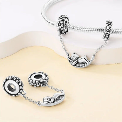 Teddy Bear On A Swing Dangle Charm