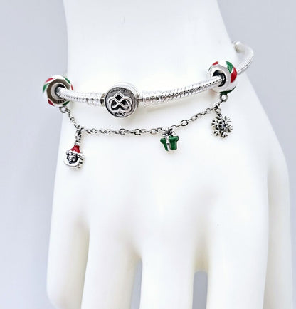 Safety Chain Santa & Present & Snowflake Charm