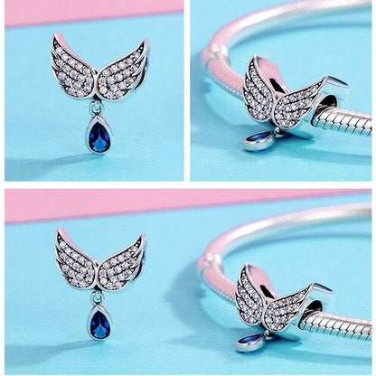 Sparkling Zirconia Angel Wings Charm