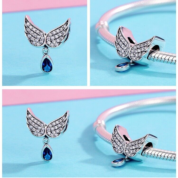 Sparkling Zirconia Angel Wings Charm