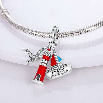 Boat Lighthouse Seagull Dangle Charm