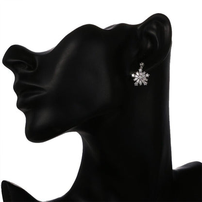 Sparkling Zirconia Snowflakes Stud Earrings