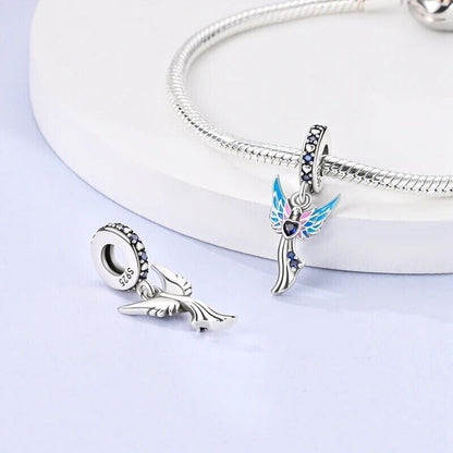 Angel with Heart and Wings Dangle Charm