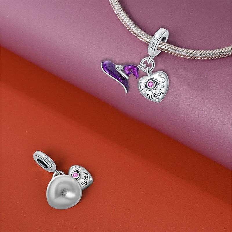 Witch Hat & Heart Dangle Gift Charm
