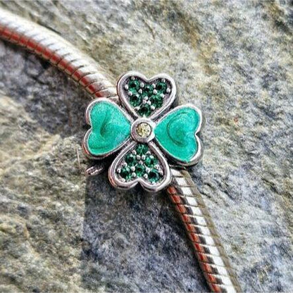 Green Zircon Lucky Clover Charm