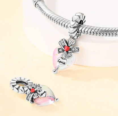 Love Heart Zirconia Bow Dangle