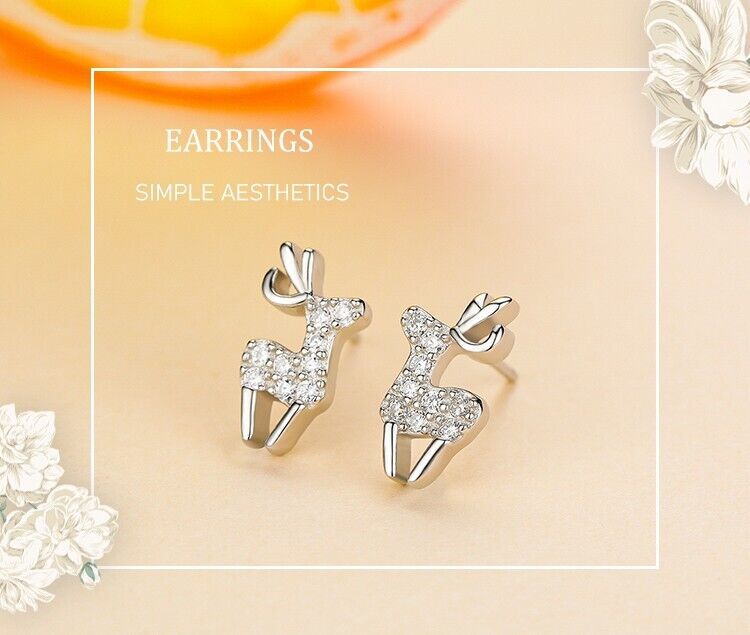 Reindeer Sparkling Zirconia Stud Earrings