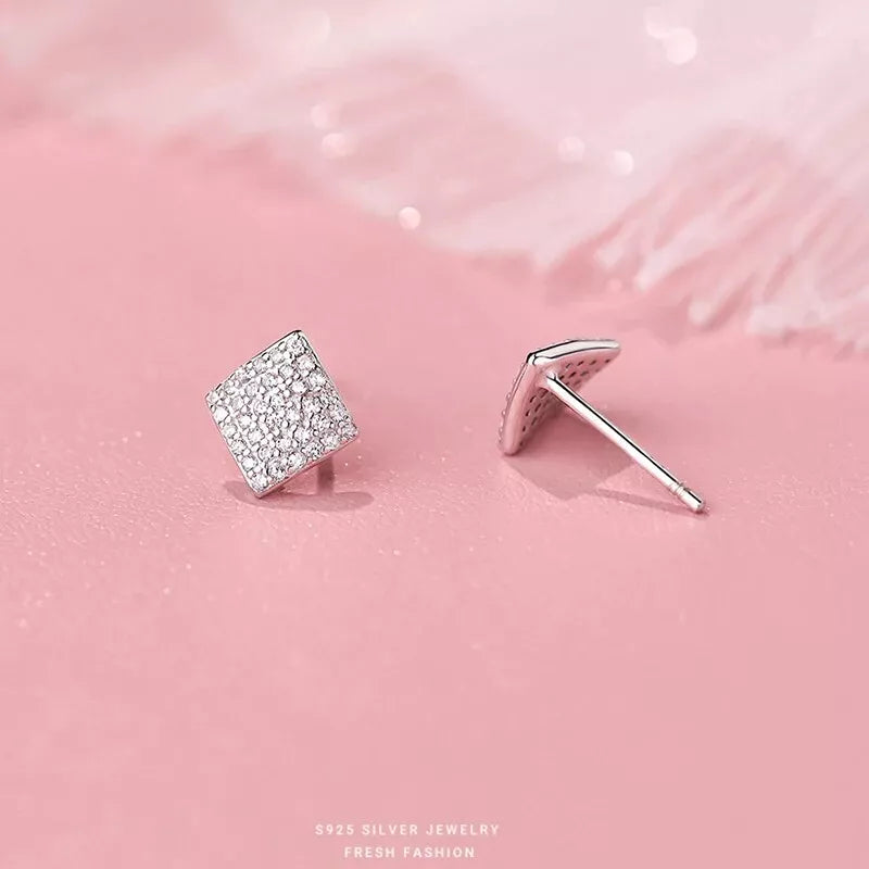 Sparkling Square Zirconia Stud Earrings