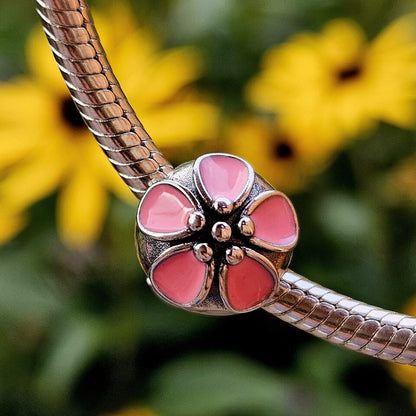 Pink Flower Clip On Charm