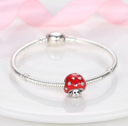 Red Mushroom With Hearts Charm