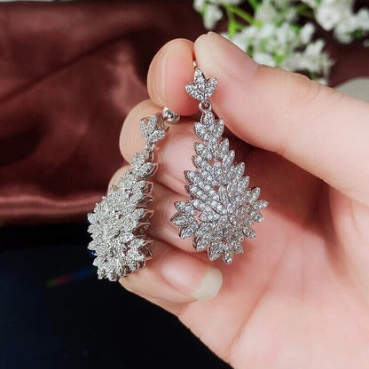 Big Leaf Drop Elegant Lady's Dangle Earrings