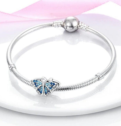 Sparkling Blue Zircon Butterfly Charm