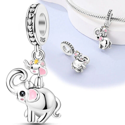 Lucky Elephant With Baby Dangle Charm