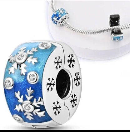 Blue Snowflake Clip On Charm