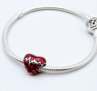 Red Enamel Heartbeat Heart Charm
