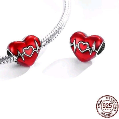 Red Love Heart Heartbeat Charm