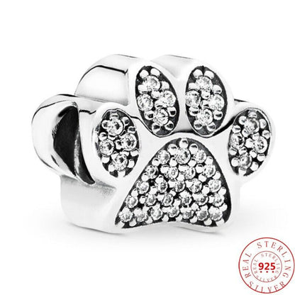 Sparkling Zircon Dog Cat Paw Print Charm