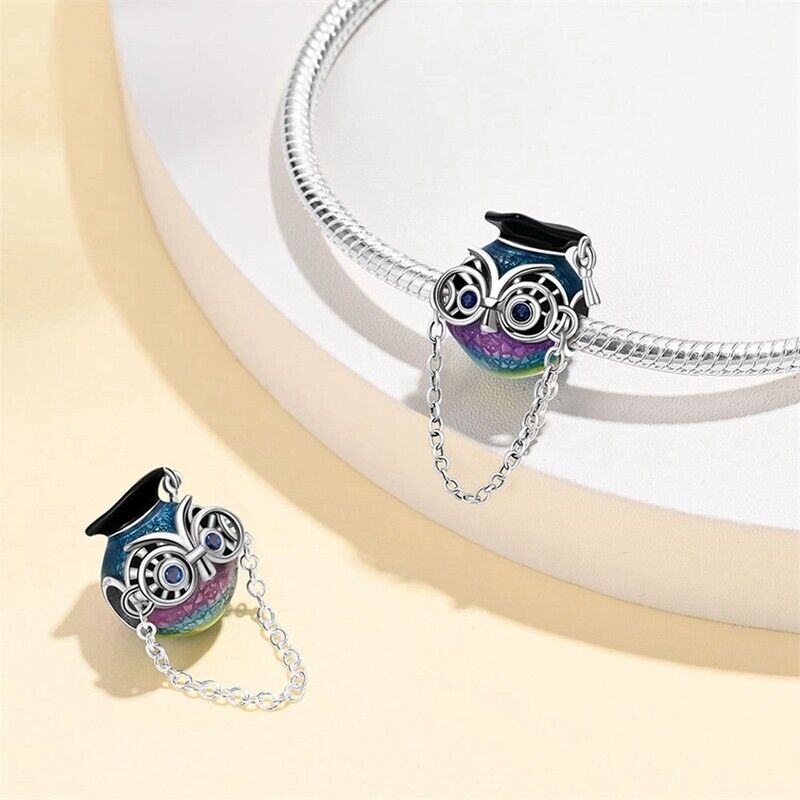 Multicoloured Graduation Owl Charm